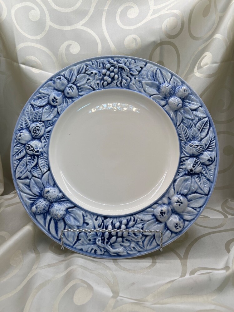 Maioliche Jessica Made in Italy large chop plate white and blue