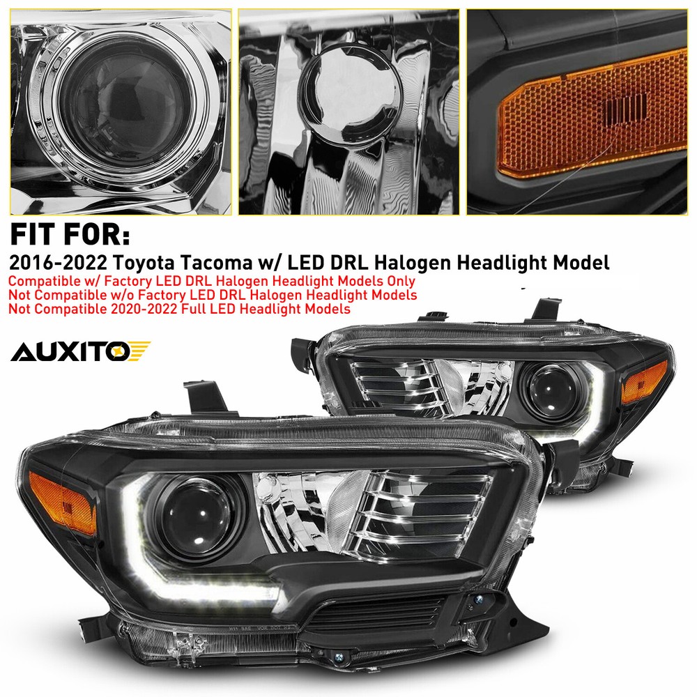 For 2015-2022 Toyota Tacoma DRL Headlights Reflector Assembly Projector Pair