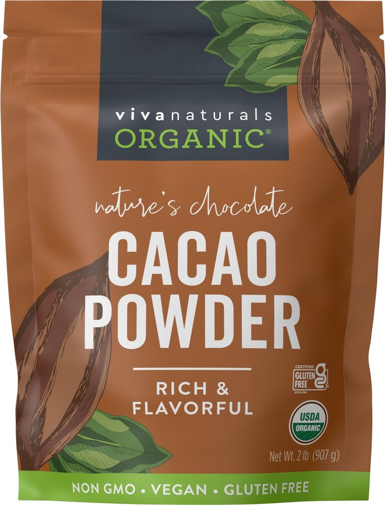 Organic Unsweetened Cacao Powder 2lb - Rich Dark Chocolate Flavor
