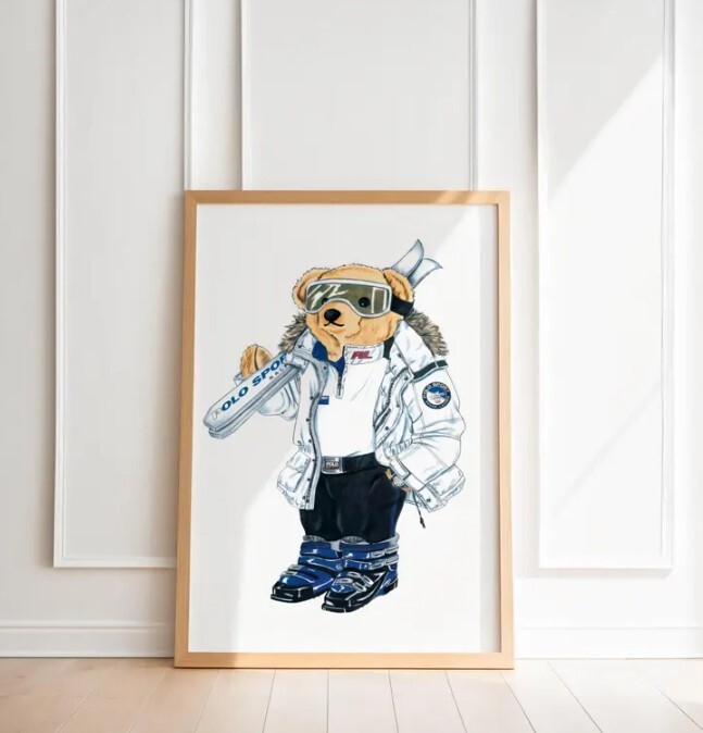 Polo Bear Wall Art Poster, Fashion Magazine Poster
