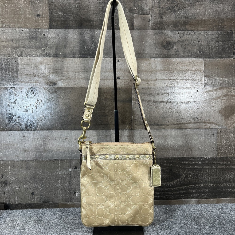 Coach Gold Signature Crossbody Bag with Adjustable Strap