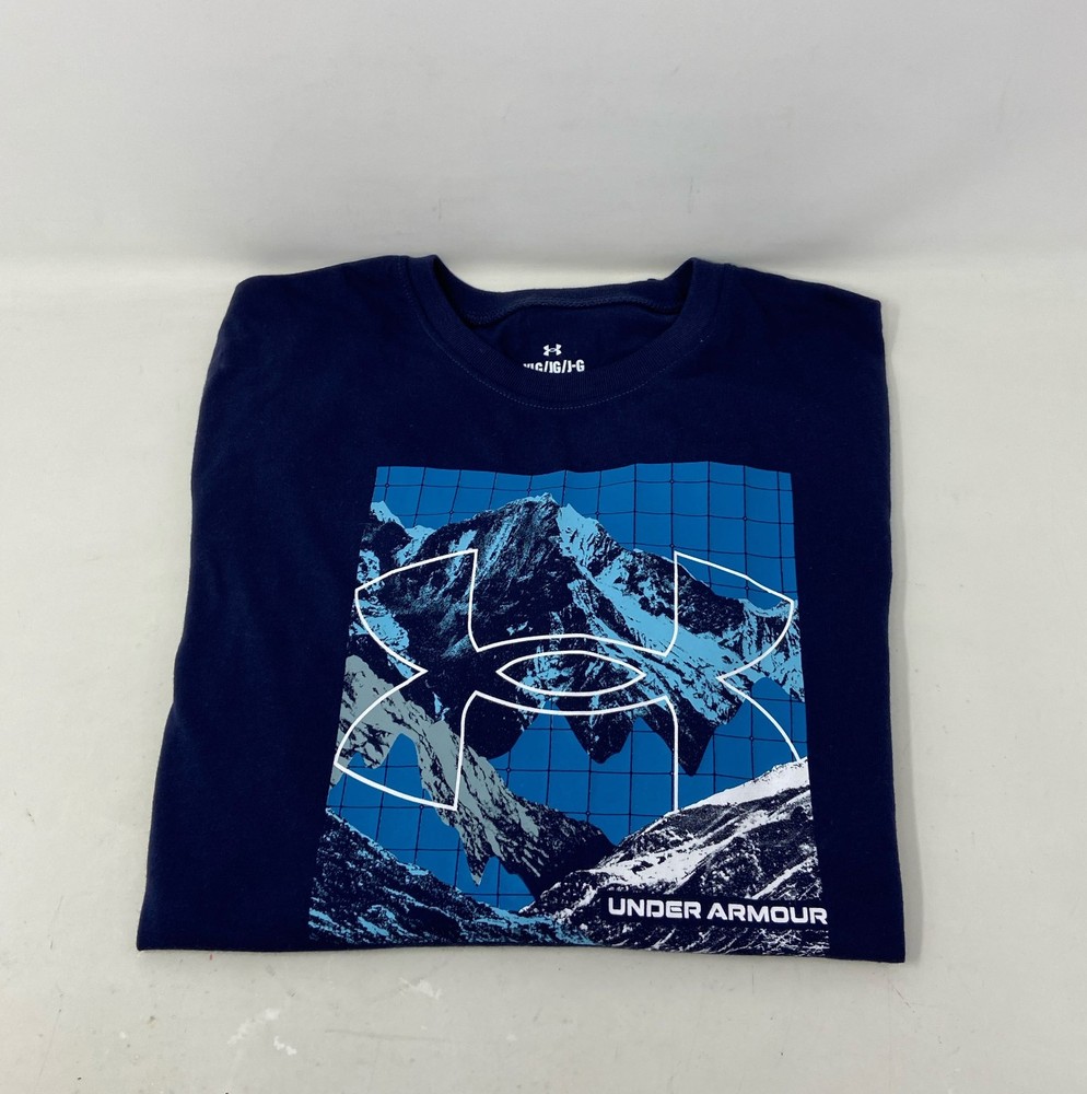 Under Armour Boys Mountain Mix Logo Long Sleeve T-Shirt Midnight Navy Youth L