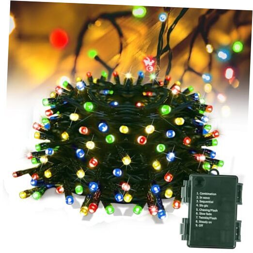 Twinkle Lights Battery Operated 100 LED Christmas String Lights 100L Multicolor