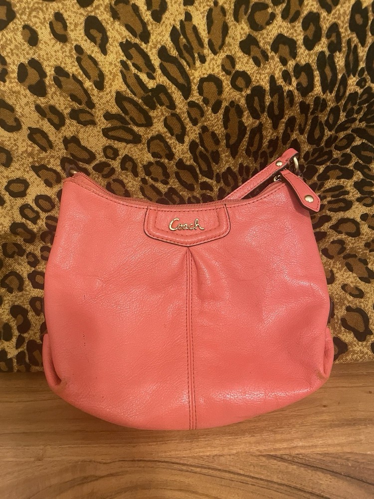 COACH  Handbag Coral Leather small leather Crossbody bag purse Coral