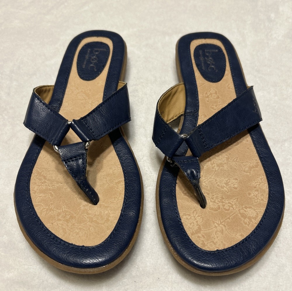 BOC Born Womens Flip Flop Sandals Size 7 M Blue Zita Tooled Faux Leather Thongs