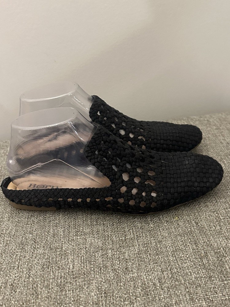Born Women’s Black Slip On Crochet Flats Size  7