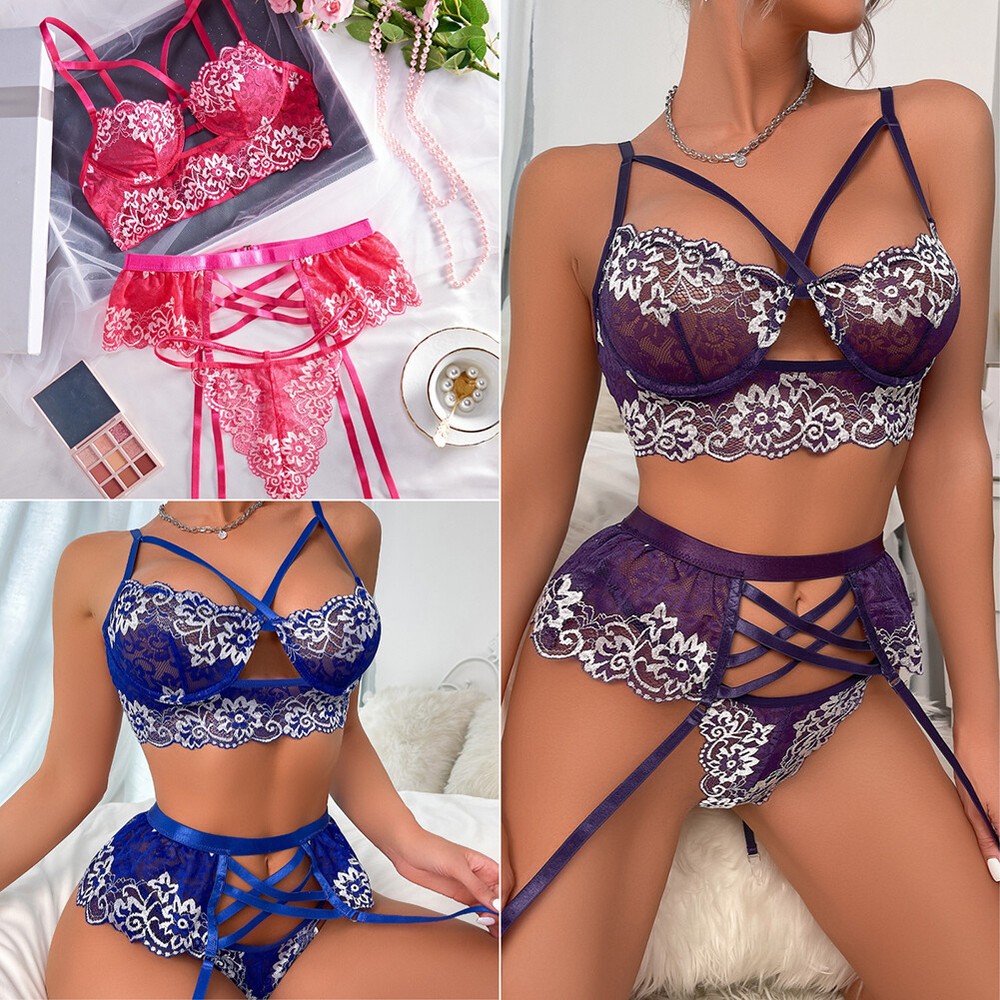 Sexy Lace Babydoll Bra & Thong Set for Women - Sleepwear & Nightwear