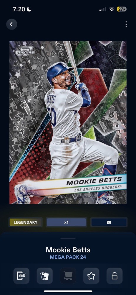 Topps Bunt 25 Digital - Legendary Mookie Betts Outerspace Cc80 Dodgers!