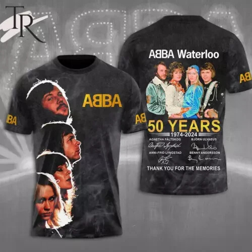 ABBA Waterloo 50 Years 1974 – 2024 Thank You For The Memories 3D T-Shirt
