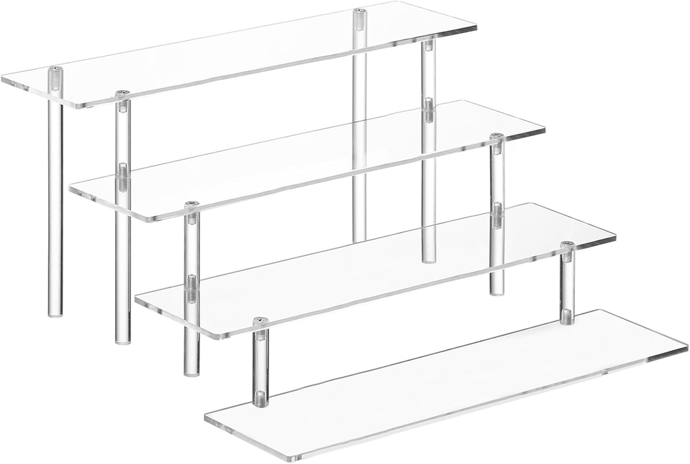 4 Tier Clear Acrylic Perfume Organizer Stand for Fragrance Display