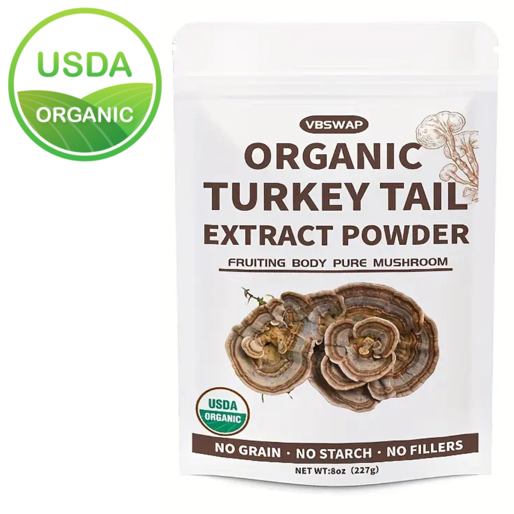 Organic Turkey Tail Mushroom Extract Powder -8oz - High Quality Mushroom Powder