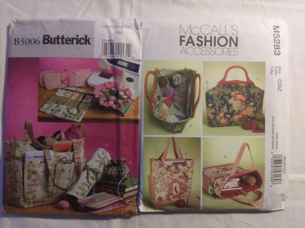 2 Patterns Butterick 5006 McCalls 5283 Knitting Sewing Quilting Craft Bags Totes