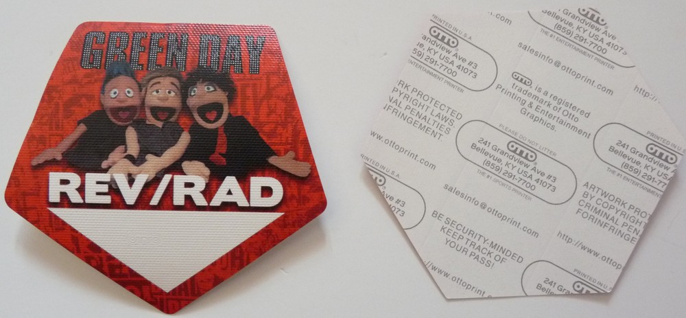 Green Day RARE Muppets Tour Concert Red Rev/Rad Backstage Pass D5