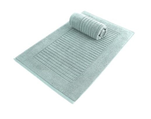 100% Cotton Non-Slip Bathroom Rug Set - 2 Piece Spa Green Mats