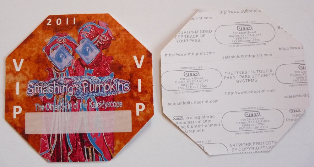 Smashing Pumpkins 2011 Tour Concert Orange VIP Access Backstage Pass D4