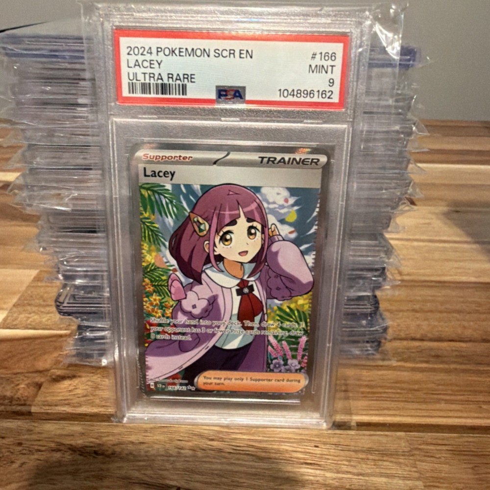 Pokémon TCG 2024 SCR EN Lacey Ultra Rare #166 English PSA 9 Mint Card Lot