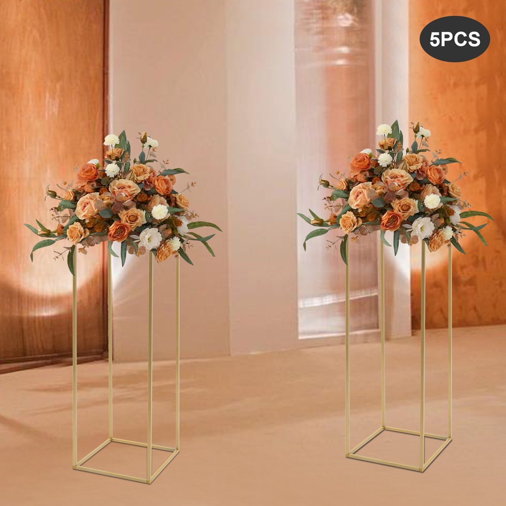 5pcs Gold Flower Balls Stand Rack Metal Flower Vase Holder Wedding Centerpieces