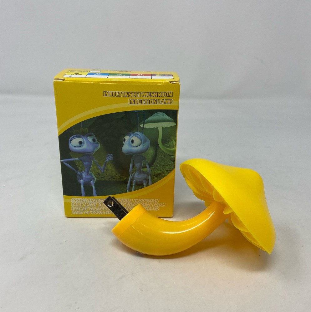 Unbranded Yellow Mushroom Plug-In Night Light with Dusk-to-Dawn Sensor US Plug