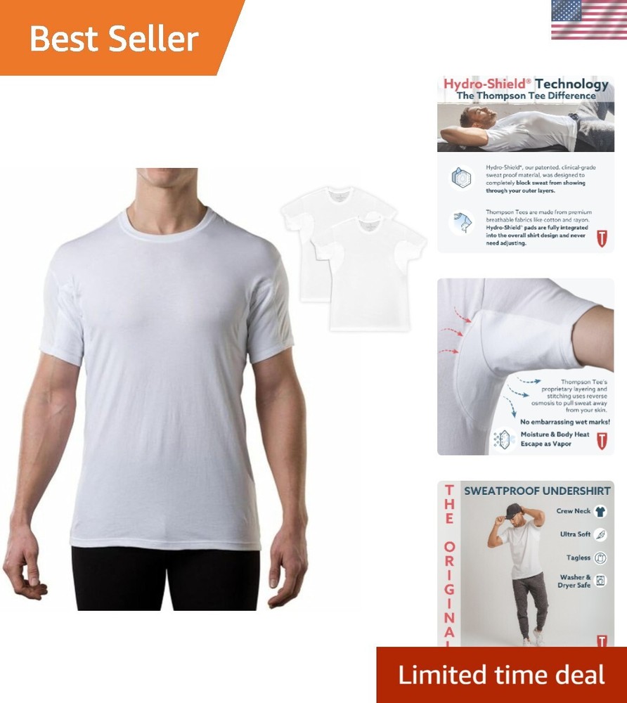 Men's Sweatproof Undershirt | Cotton Crew Neck | Original Fit | with Sweat Pads