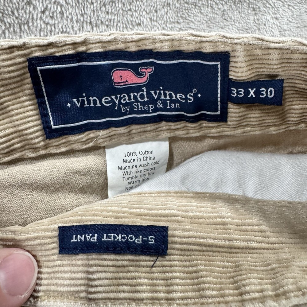 Vineyard Vines Men's Tan Beige Corduroy Pants 33x30 5 Pocket Khaki