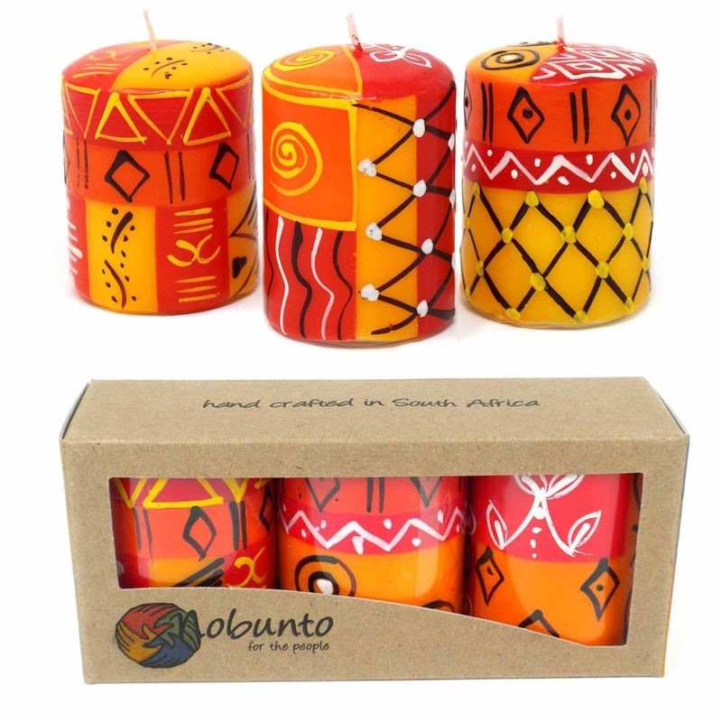 Handmade Zahabu Votive Candles Set of 3 South Africa Orange Scented