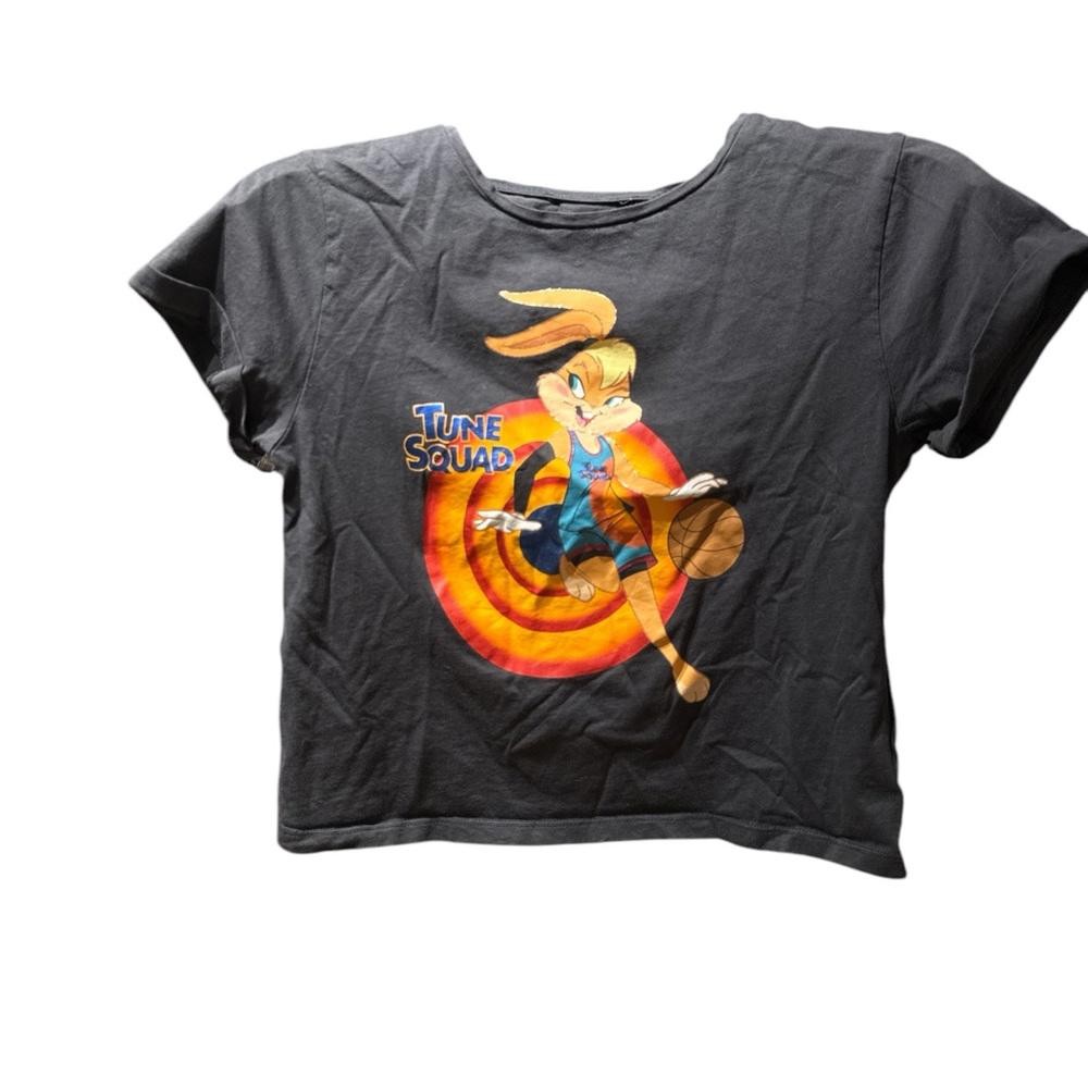 Tune Squad Kids Black T-Shirt Space Jam Lola Bunny Crop Top Retro Graphic Tee