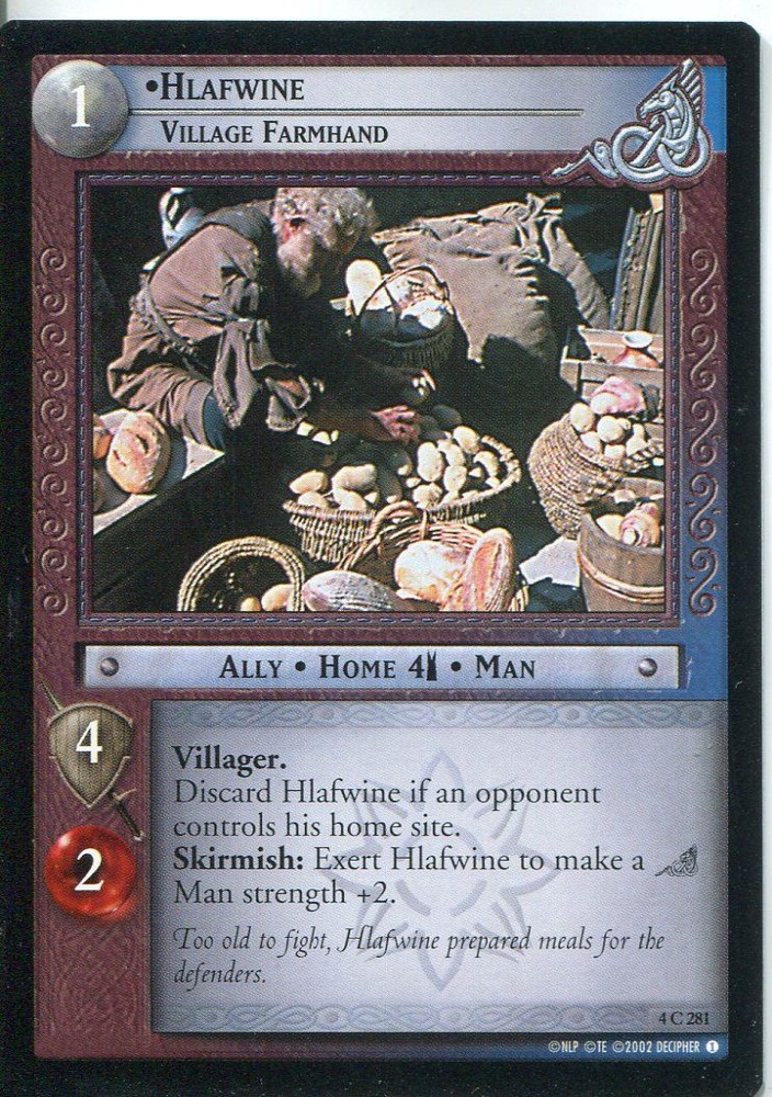 Lord Of The Rings CCG Card TTT 4.C281 Hlafwine, Village Farmhand