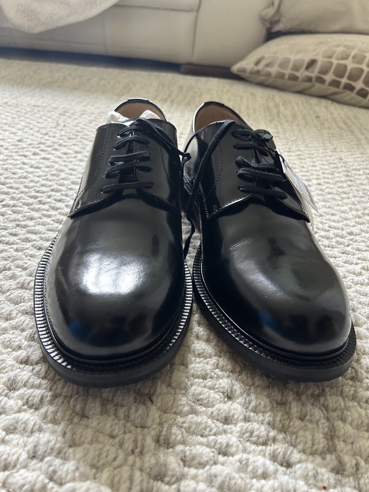 Zara Mens Smart Black Leather Shoes Hi Shine UK 11 EU 45 RRP £169.00 BNWT