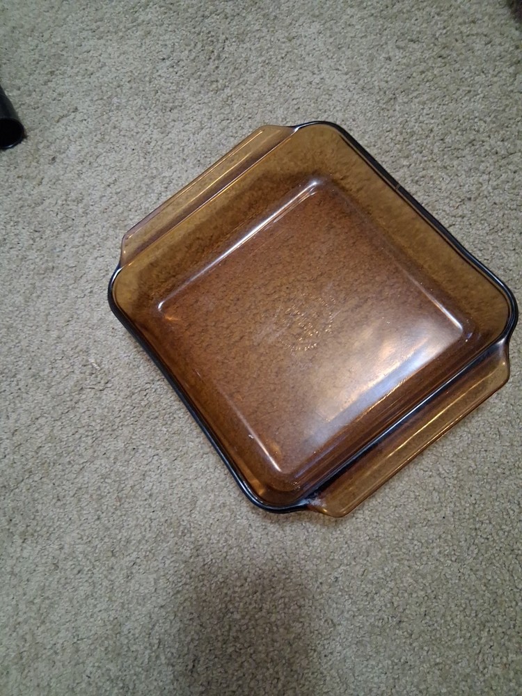 Vintage Anchor Hocking Amber 8x8 Baking Dish 1.5 Qt #1452 Two Handles