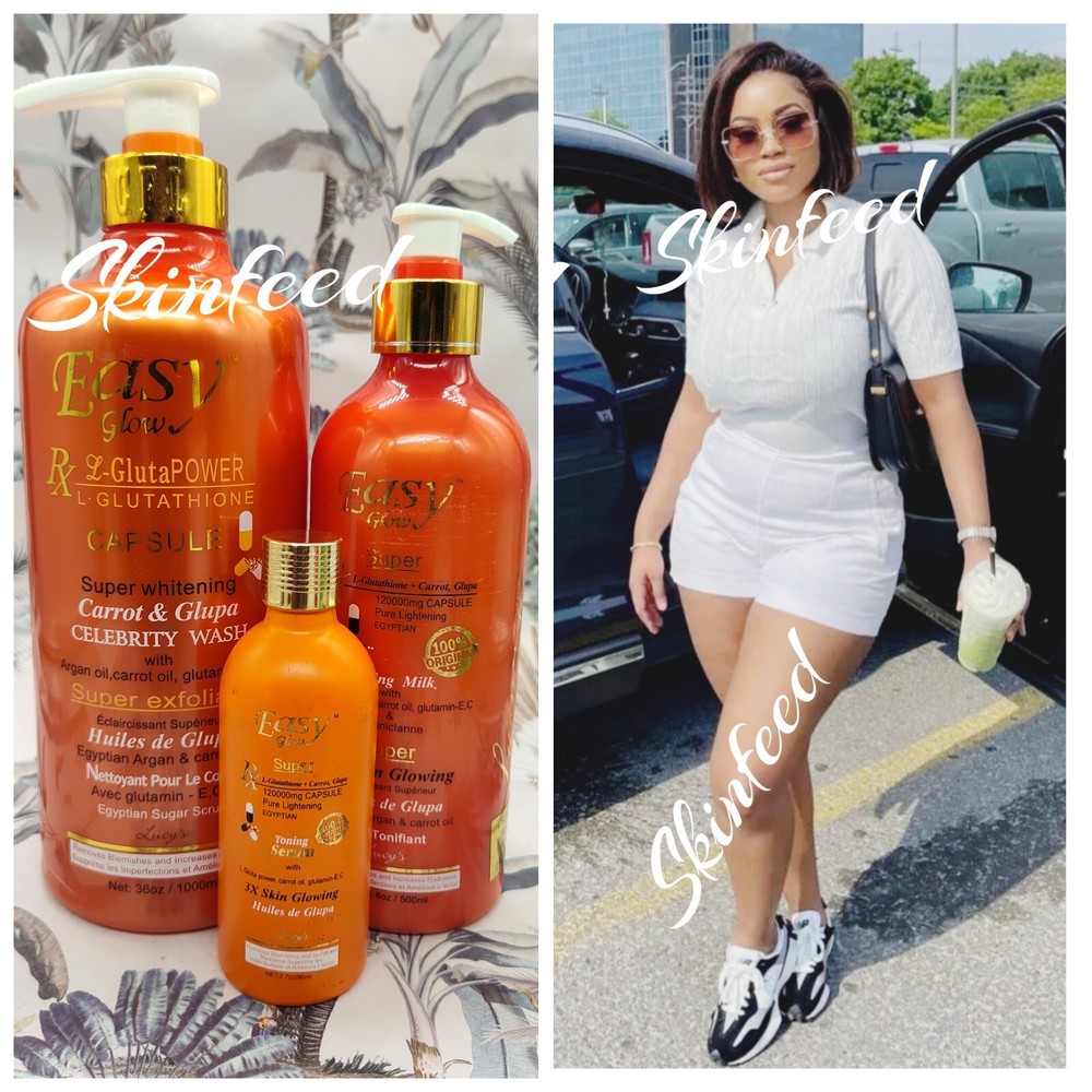 3pc. Easy Glow 3x skin glowing Body  Lotion, Shower gell, &  Serum. Carrot oil .