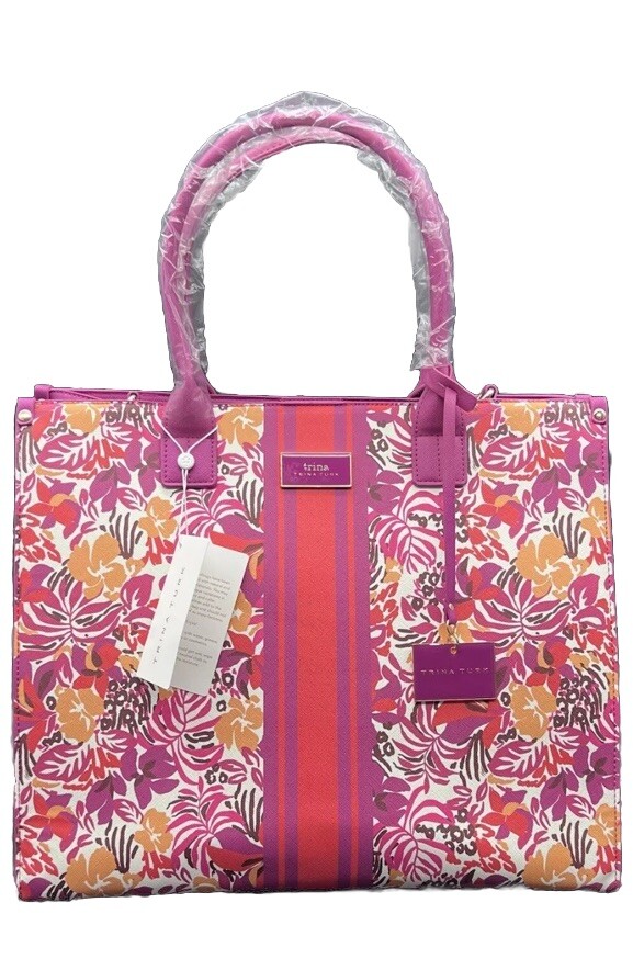 Trina Turk  Pink Floral Tote Purse Crossbody Bag