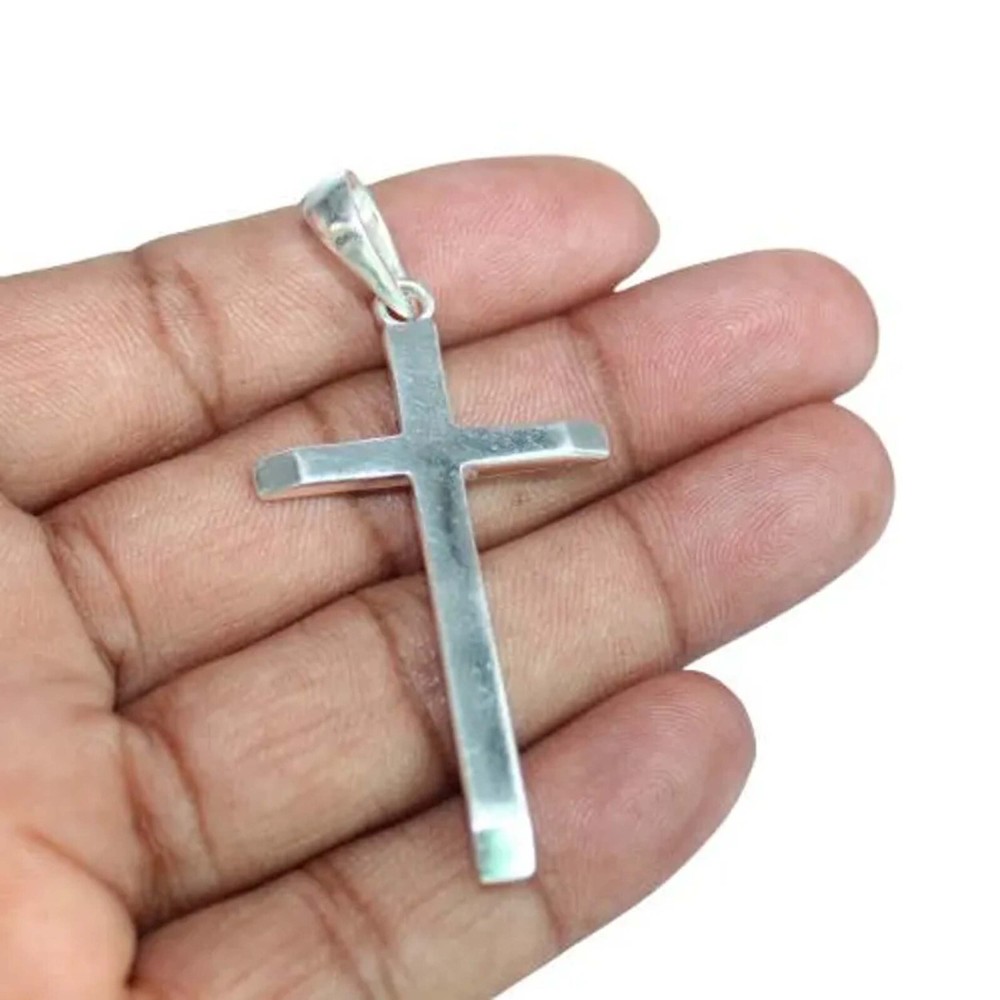 Handmade 925 Sterling Silver Cross Pendant Christian Faith Jewelry for Men zz999