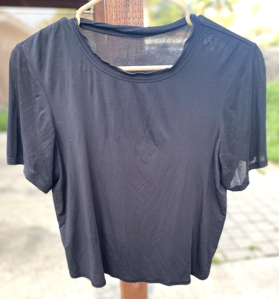 Lululemon Women's Black Short Sleeve Crew Neck T-Shirt Basic Solid Pullover
