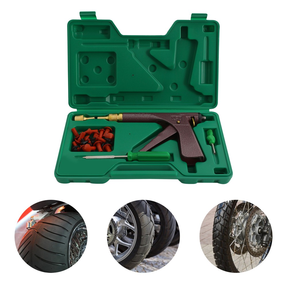 Tubeless Tire Repair Kit with Mushroom Plug Probe & Nozzle Gun