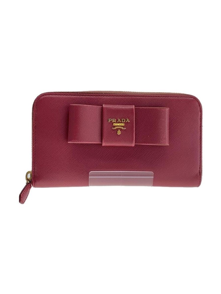 PRADA Women's Pink Leather Long Wallet 1ML506 Plain Design