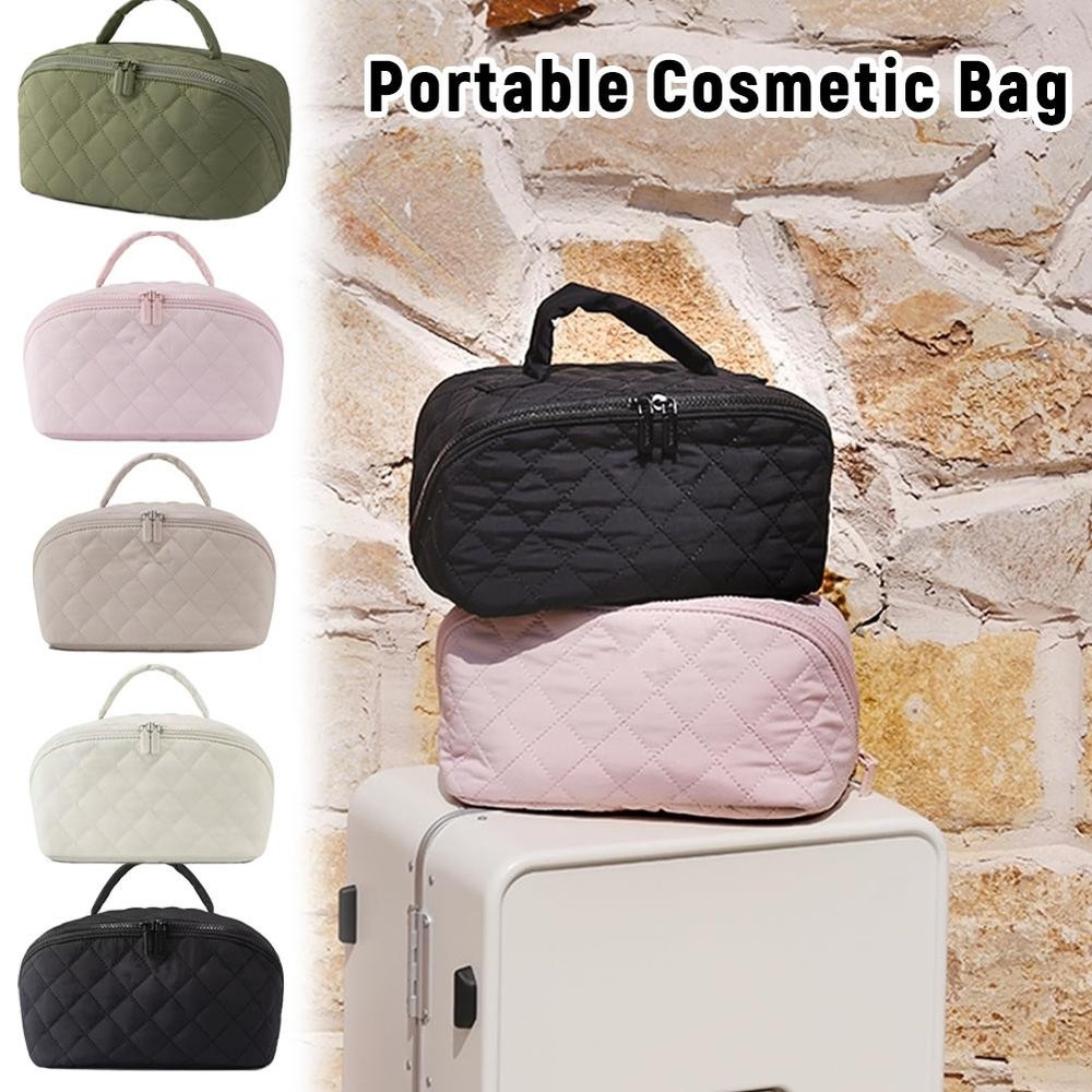 Women Travel Makeup Bag Large Cosmetic Organizer Bag with Divider and Handle