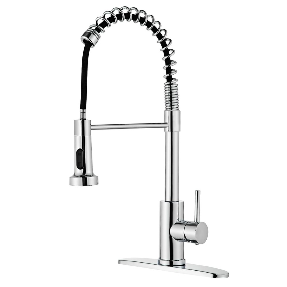 Chrome Kitchen Faucet with Pull Down Sprayer for Sink