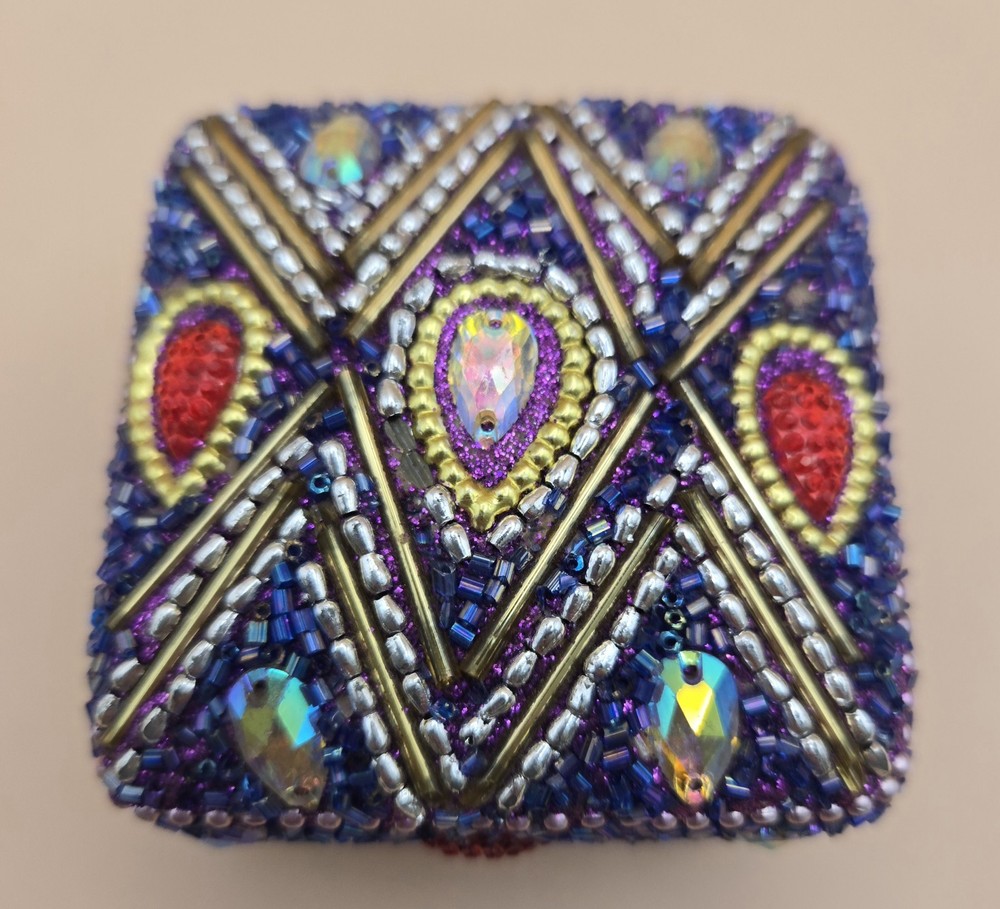 Mini Beaded Jewelry Trinket Storage Box