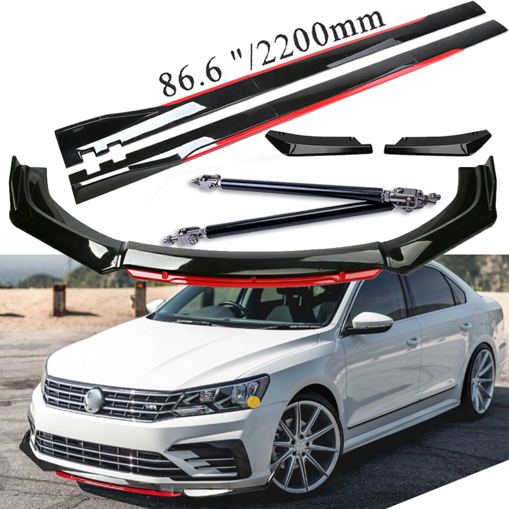 For VW Passat R 2015-2022 Front Bumper Lip Spoiler Splitter Side Skirt Body