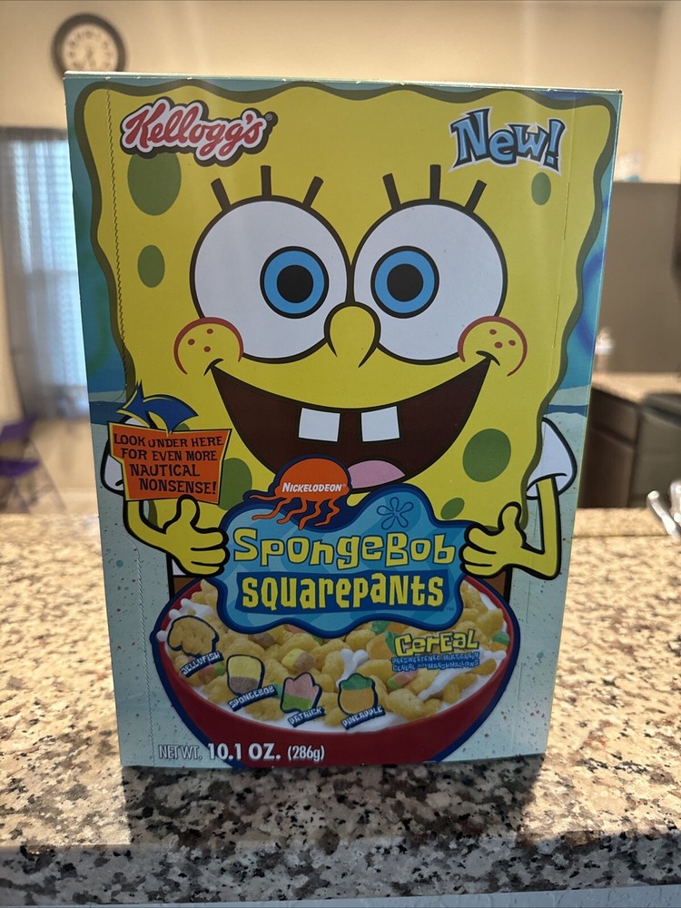 Vintage SpongeBob SquarePants cereal box 2004/2005 Unopened Box, With Cereal