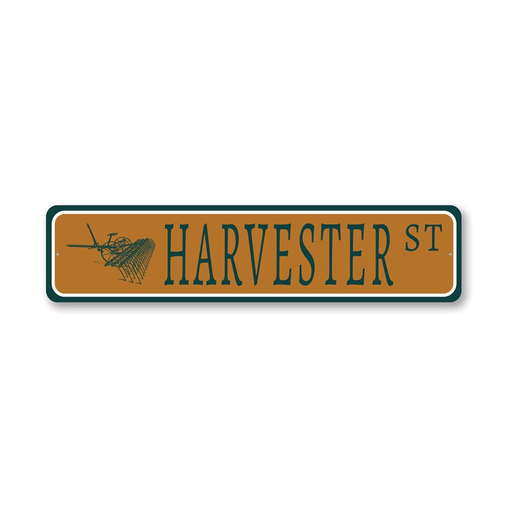 Vintage Harvester Street Metal Wall Sign for Rustic Decor