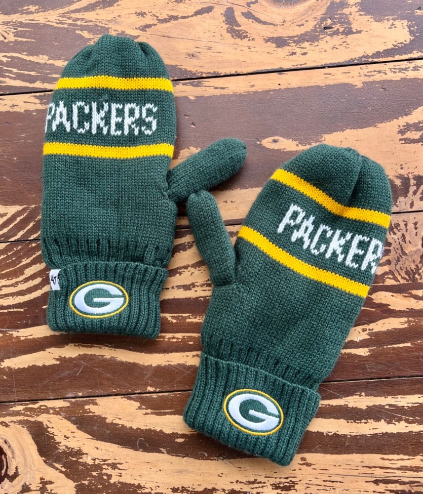 Knit GREEN BAY PACKERS NFL Football WINTER MITTENS Gloves M/Lg