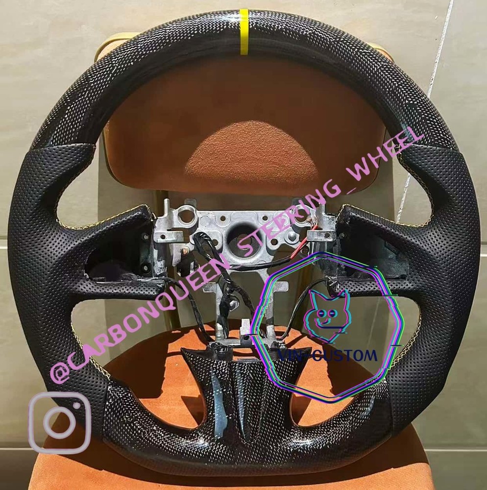 CARBON FIBER Steering Wheel FOR INFINITI q50 W/ HEATED 2014-2017YEARS/YELLOW