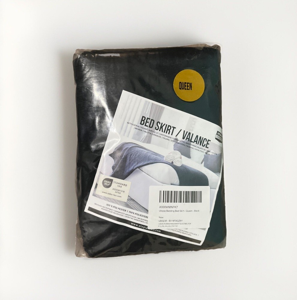 Utopia Bedding Queen Bed Skirt - Soft Quadruple Pleated Ruffle - Queen, Black