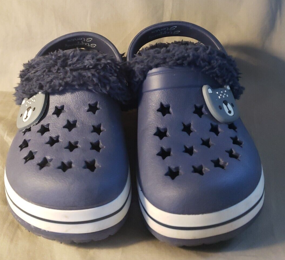 Blue Stepping Stones Kids Unisex Fur Lined Clog Shoes Size 6