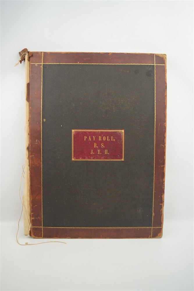 Antique Merrimack Manufacturing Co Payroll Ledger Blank Leather-bound M. Monroe