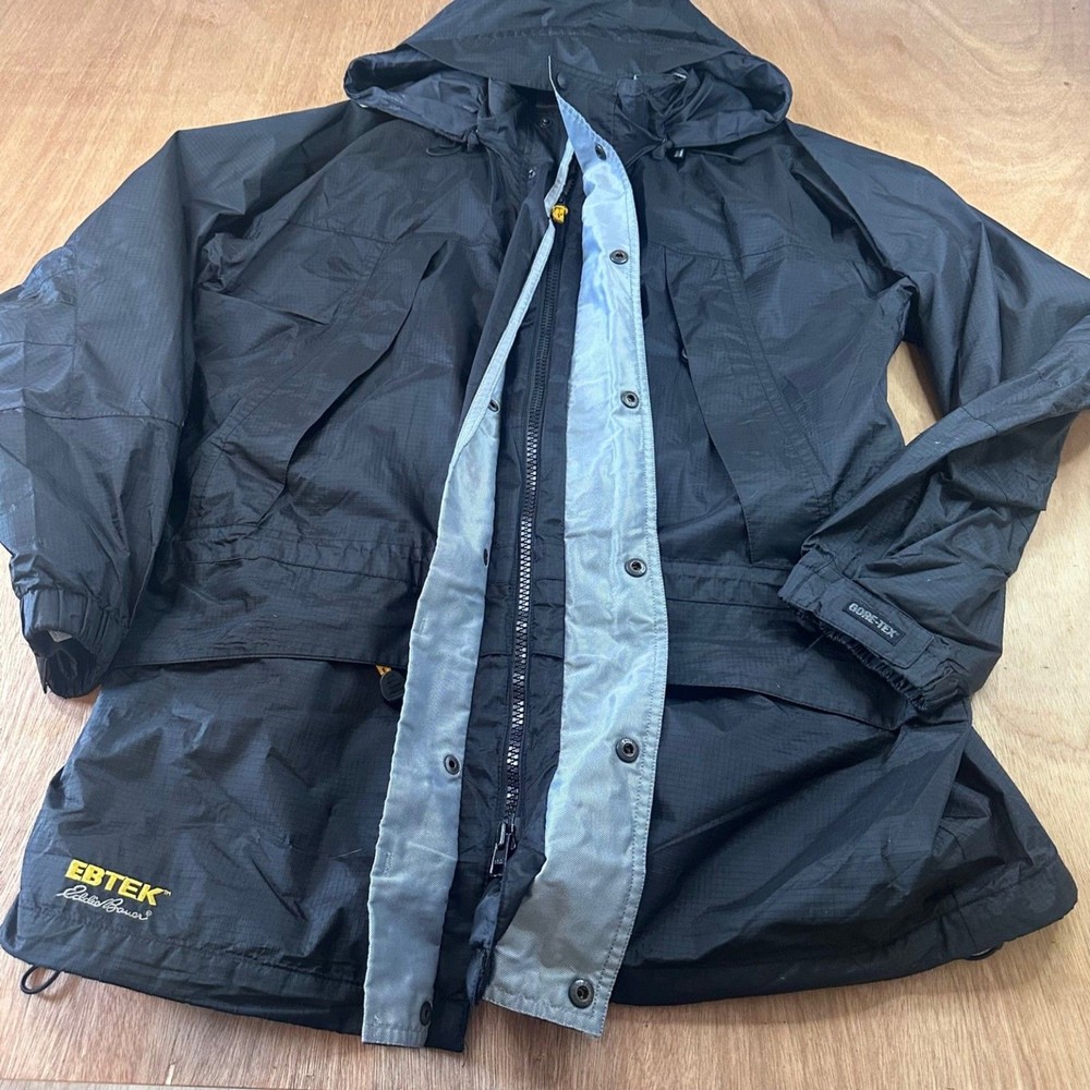 Vintage 90s EBTEK Eddie Bauer Gore-Tex Rain Jacket Black Mens M Gorpcore
