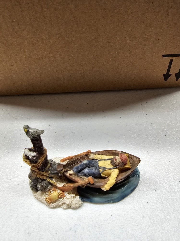 Lemax Christmas Village Man sleeping in boat at Dock figurine Retired