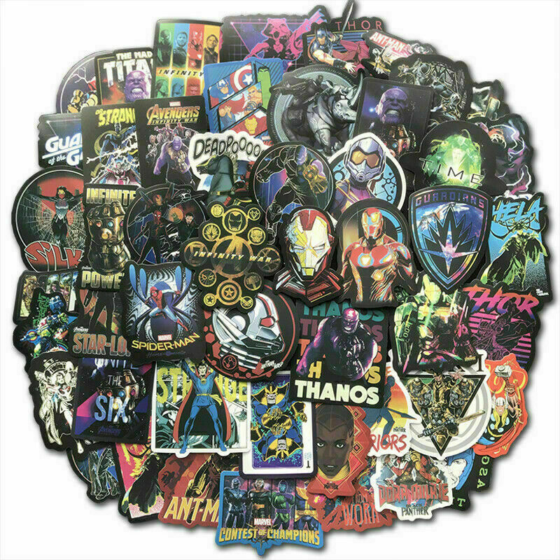 100 Pcs/Lot MARVEL Avengers Super Hero Stickers Luggage Skateboard Laptop Decals