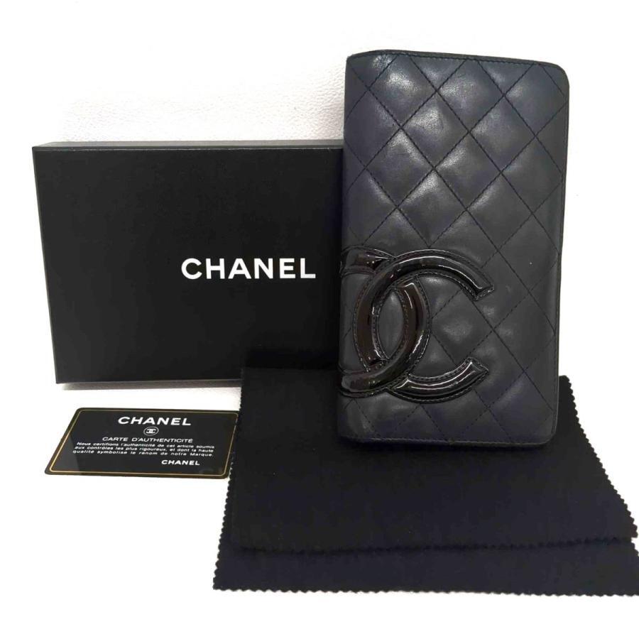 CHANEL Cambon Line Black Patent Leather Bi-Fold Wallet with Box